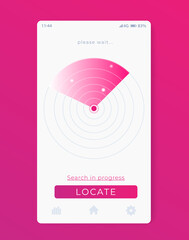 Poster - Search app with radar, mobile ui vector template