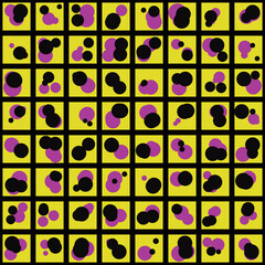 Poster - Abstract tile with circles. Same pink and yellow ornament. Vector bright squares.