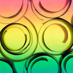 Wall Mural - Backlit rolled paper strips silhouette on colorful background