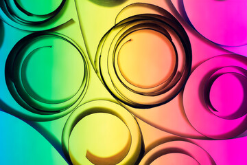 Wall Mural - Backlit rolled paper strips silhouette on colorful background