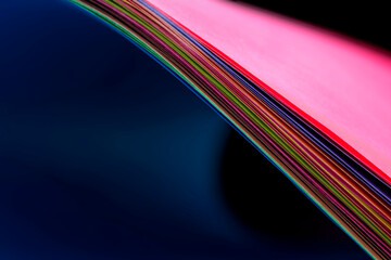 Wall Mural - Edges of a bundle of color paper sheets abstract macro shot