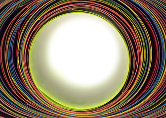 Wall Mural - Abstract macro shot of an Edges of a bundle of rolled color paper sheets 