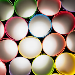 Wall Mural - Abstract top view of rolled color paper sheets 