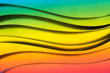 Wall Mural - Abstract macro shot of black paper strips on colorful background