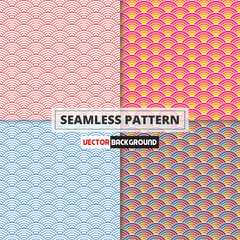 Japanese Wave Pattern Seamless vector. 4 in 1 color pattern background texture.