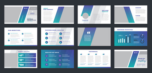 Wall Mural - Business Presentation Brochure Guide Design or Pitch Deck Slide Template or Sales Guide Slider