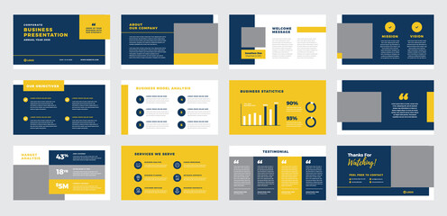 Wall Mural - Business Presentation Brochure Guide Design or Pitch Deck Slide Template or Sales Guide Slider