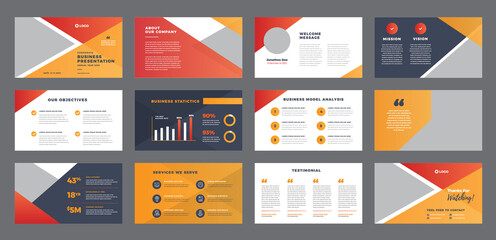 Wall Mural - Business Presentation Brochure Guide Design or Pitch Deck Slide Template or Sales Guide Slider