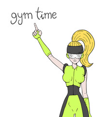 Canvas Print - Modern girl and gym time message