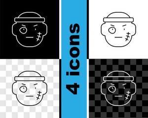 Poster - Set line Bandit icon isolated on black and white, transparent background. Vector