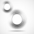 © vladystock - Abstract dotted circles, logo inside with shadow. Dots in circular form. Halftone effect, design element. Vector