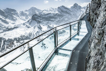 Glass Floor On A Thrill Walk On The Top Of Birg, Switzerland