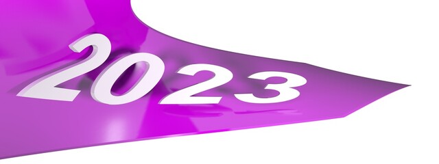 Poster - 2023 pink arrow on white background - 3D rendering illustration