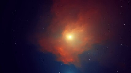 Wall Mural - star flying across deep within the dense nebula and near the end of its life. 3d animation