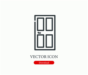 Poster - Door vector icon.  Editable stroke. Linear style sign for use on web design and mobile apps, logo. Symbol illustration. Pixel vector graphics - Vector