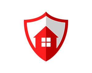 Poster - Red shield protection and house in the middle