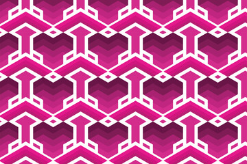 Poster - multicolored hexagon love pattern design combined with arrow use dark to soft pink colors. Seamless patterns design use horizontal layout. 