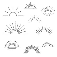 Wall Mural - hand drawn style sunburst frame set, vector design elements