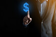 © Ivan - Successful international financial symbol sinvestment concept with businessman man person hold showing growth, charts and dollar sign, digital technology