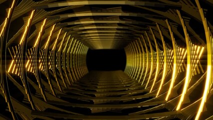Wall Mural - 3D CGI animation moving through fantasy metal constructions tunnel loop. Great for ads, technical, industrial, scientific, sci-fi illustrations, etc.