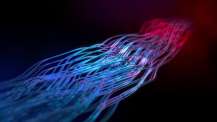 Wall Mural - Abstract background 3D animation shiny fiber futuristic connection structure transform in space. Great for technological, scientific, sci-fi, etc.
