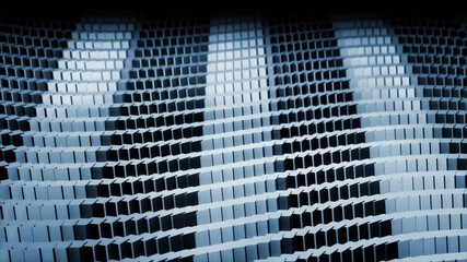 Wall Mural - 4k 3D abstract background animation of metal elements surface geometric pattern morphing and turning loop. Great for ads, technical, industrial, scientific, sci-fi illustrations, etc.