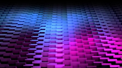 Wall Mural - 4k 3D abstract background animation of metal elements surface geometric pattern morphing and turning loop. Great for ads, technical, industrial, scientific, sci-fi illustrations, etc.