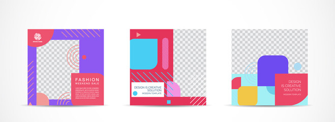 Canvas Print - Set square banner template for social media post and web internet ads.vector illustrations.	