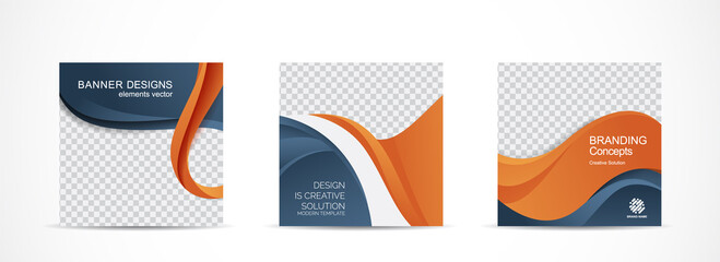 Wall Mural - Set square banner template for social media post and web internet ads.vector illustrations.	