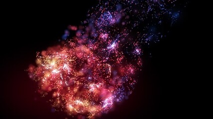 Wall Mural - 4k abstract motion background animation shining energy particles and magic dust forms turbulent wave