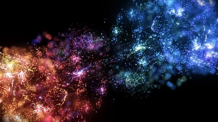 Wall Mural - 4k abstract motion background animation shining energy particles and magic dust forms turbulent wave