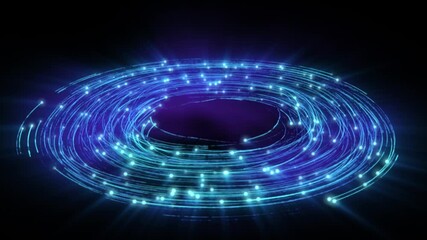 Wall Mural - 4k abstract motion background animation shining energy particles and magic dust rotates in circle
