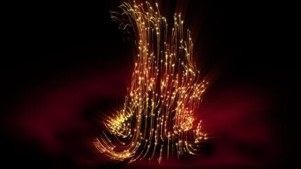 Wall Mural - 4k abstract motion background animation shining energy particles and magic dust forms turbulent wave