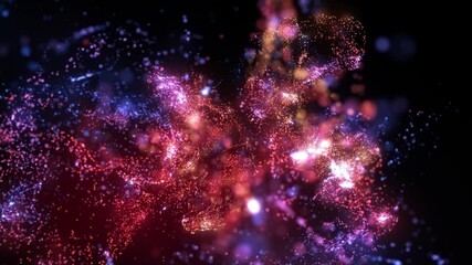 Wall Mural - 4k abstract motion background animation shining energy particles and magic dust forms turbulent wave