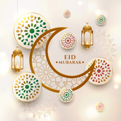 Poster - crescent moon eid mubarak festival greeting design
