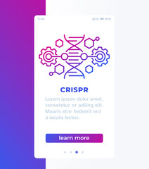 Sticker - CRISPR, dna editing banner design with line icon