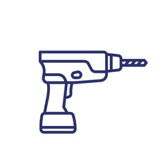 Sticker - Electric drill line icon on white