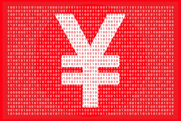 Background of Digital Renminbi or yuan currency with one and zero binary code digit