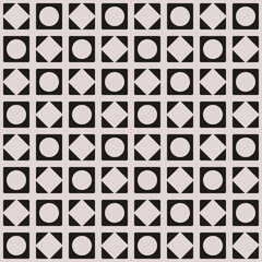 Aufkleber - checkered circles and rhombuses ornament. monochrome checkered shapes. vector.