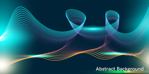 Fototapete - Vector abstract background with dynamic waves, lines, and particles. Illustration suitable for design