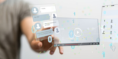 virtual develop interface web application in hand