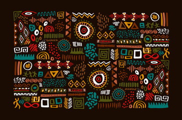African tribal art traditional symbol set isolated
