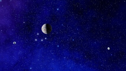 beautiful view of the exo planet in space and the surface against the background of stars and galaxi