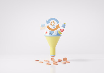 Aufkleber - Digital Marketing to buys CRO or Conversion rate optimization. analytics Management development on platform and internet online business on white background. 3d rendering