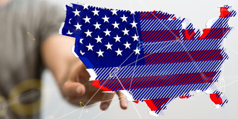 patriotic usa flag map concept digital banner