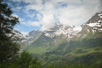 Amazing view in Austria to Glossglockner. Snow in the july.