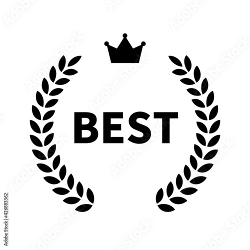 ランキング 表彰 王冠 月桂樹 モノクロ アイコン イラスト シルエット Stock Vector Adobe Stock