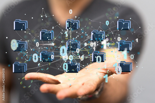 Obraz Dibond Big data cloud digital 3d