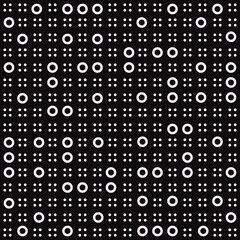 Poster - Little and big white circles pattern. Black background.