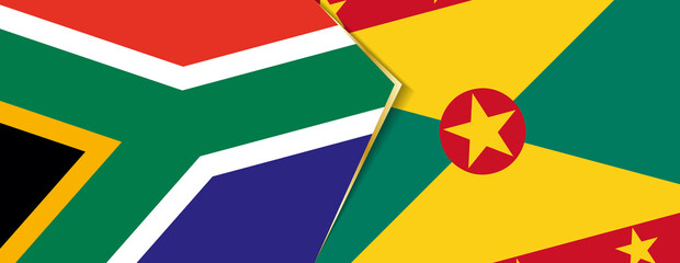 South Africa and Grenada flags, two vector flags.